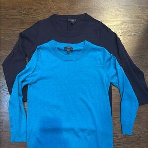 J. Crew Navy and Blue Merino Wool Sweater Set